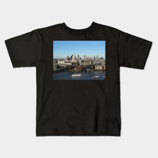 Millennium Bridge, London and St Paul's Cathedral Kids T-Shirt